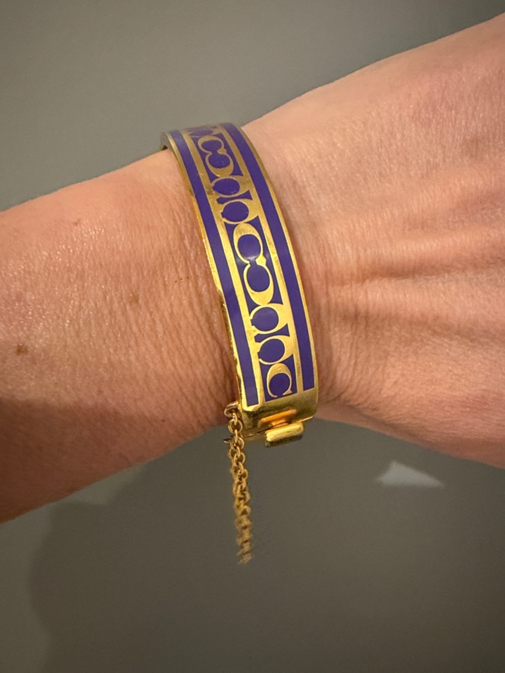 Coach Gold-Tone Bangle Bracelet with Purple Enamel